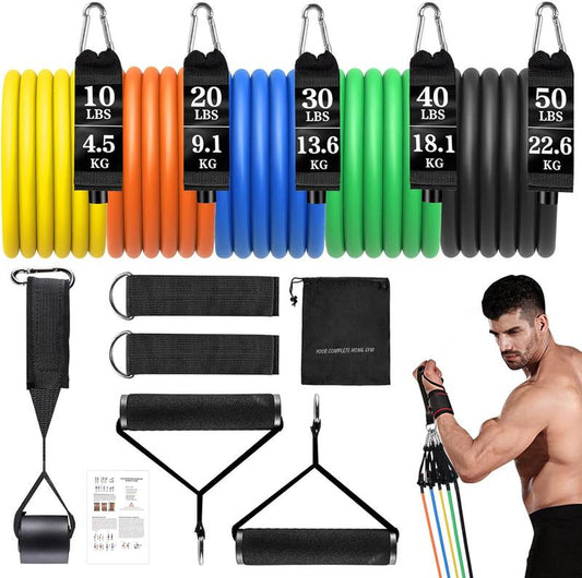 5 Pack Set Exercise Bands Resistance Bands Set Strength Training Fitness Bands Workout Bands Resistance Elastic Bands for Exercise Mini Gym Portable Gym